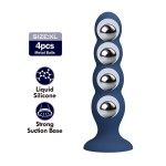 MR PLAY - PLUG ANALE CON 4 SFERE METALLICHE E VENTOSA BLU